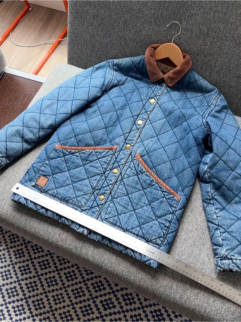 Vintage Lauren Ralph Lauren Quilted Denim Barn Coat Size P Corduroy Chore Lined - Picture 14 of 14